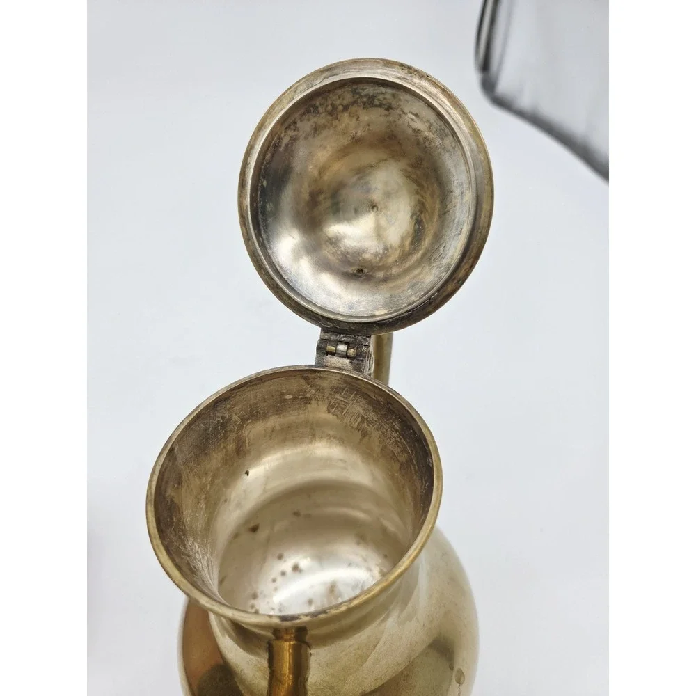 Vintage Indian Brass Teapot Coffee Server‎ Scroll Ornate Footed